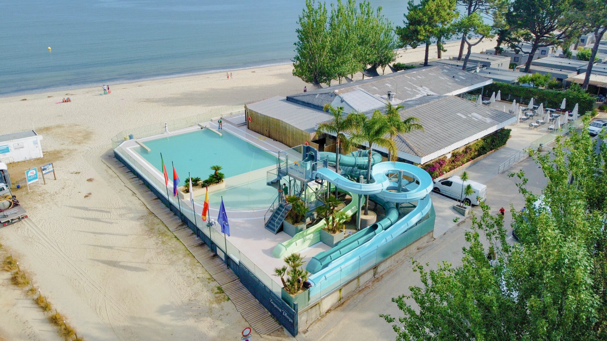 Toboggans acuatico Camping Bayona Playa en Espana