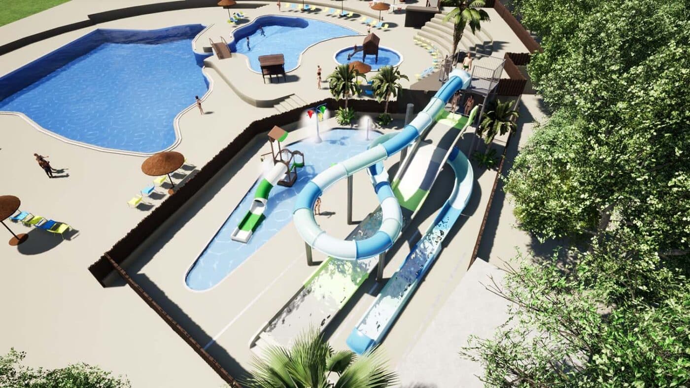 Espace aquatique au camping Le Bois fleuri (66) Toboggan tube à